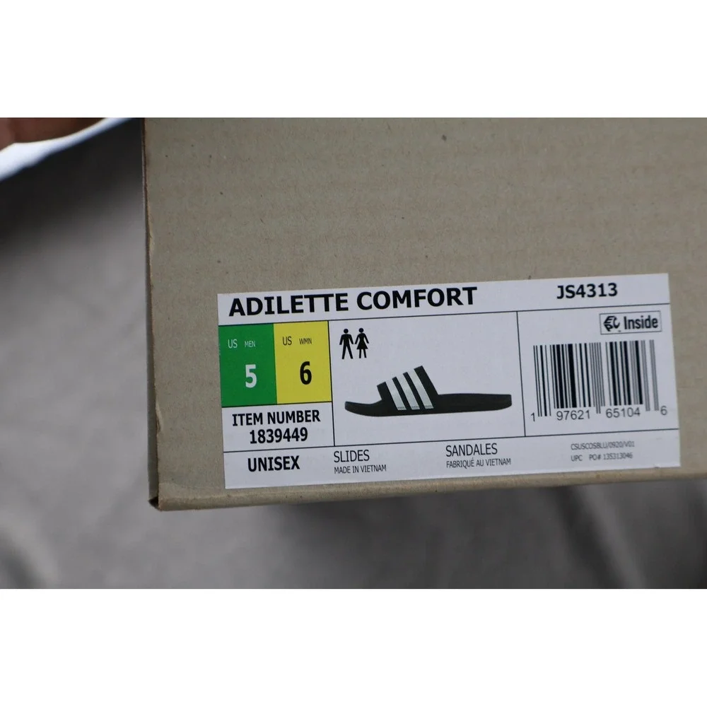 Adidas Adilette Comfort Shoes‎ Mens Size 5 Black Slide Sandal Casual JS4313